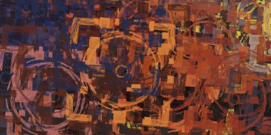 Soyut arka plan sanatı. 2D çizim. Etkileyici yağlı boya resim. Tuvalde fırça darbeleri. Modern sanat. Çok renkli arkaplan. Çağdaş sanat. İfade. Sanatsal dijital palet.