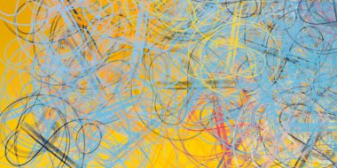 Soyut arka plan sanatı. 2D çizim. Etkileyici yağlı boya resim. Tuvalde fırça darbeleri. Modern sanat. Çok renkli arkaplan. Çağdaş sanat. İfade. Sanatsal dijital palet.