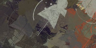 Soyut arka plan sanatı. 2D çizim. Etkileyici yağlı boya resim. Tuvalde fırça darbeleri. Modern sanat. Çok renkli arkaplan. Çağdaş sanat. İfade. Sanatsal dijital palet.