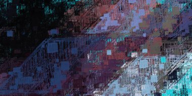 Soyut arka plan sanatı. 2D çizim. Etkileyici yağlı boya resim. Tuvalde fırça darbeleri. Modern sanat. Çok renkli arkaplan. Çağdaş sanat. İfade. Sanatsal dijital palet.