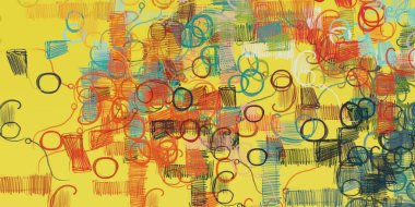 Soyut arka plan sanatı. 2D çizim. Etkileyici yağlı boya resim. Tuvalde fırça darbeleri. Modern sanat. Çok renkli arkaplan. Çağdaş sanat. İfade. Sanatsal dijital palet.