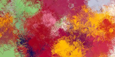 Soyut arka plan sanatı. 2D çizim. Etkileyici yağlı boya resim. Tuvalde fırça darbeleri. Modern sanat. Çok renkli arkaplan. Çağdaş sanat. İfade. Sanatsal dijital palet.