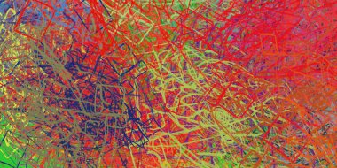 Soyut arka plan sanatı. 2D çizim. Etkileyici yağlı boya resim. Tuvalde fırça darbeleri. Modern sanat. Çok renkli arkaplan. Çağdaş sanat. İfade. Sanatsal dijital palet.