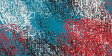 Soyut arka plan sanatı. 2D çizim. Etkileyici yağlı boya resim. Tuvalde fırça darbeleri. Modern sanat. Çok renkli arkaplan. Çağdaş sanat. İfade. Sanatsal dijital palet.