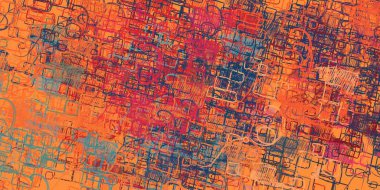 Soyut arka plan sanatı. 2D çizim. Etkileyici yağlı boya resim. Tuvalde fırça darbeleri. Modern sanat. Çok renkli arkaplan. Çağdaş sanat. İfade. Sanatsal dijital palet.