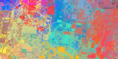 Soyut arka plan sanatı. 2D çizim. Etkileyici yağlı boya resim. Tuvalde fırça darbeleri. Modern sanat. Çok renkli arkaplan. Çağdaş sanat. İfade. Sanatsal dijital palet.