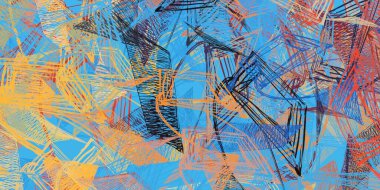 Soyut arka plan sanatı. 2D çizim. Etkileyici yağlı boya resim. Tuvalde fırça darbeleri. Modern sanat. Çok renkli arkaplan. Çağdaş sanat. İfade. Sanatsal dijital palet.