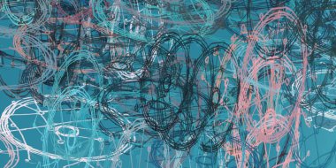 Soyut arka plan sanatı. 2D çizim. Etkileyici yağlı boya resim. Tuvalde fırça darbeleri. Modern sanat. Çok renkli arkaplan. Çağdaş sanat. İfade. Sanatsal dijital palet.