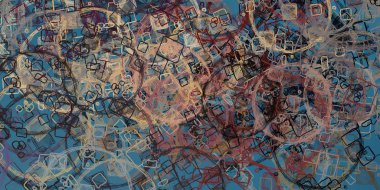 Soyut arka plan sanatı. 2D çizim. Etkileyici yağlı boya resim. Tuvalde fırça darbeleri. Modern sanat. Çok renkli arkaplan. Çağdaş sanat. İfade. Sanatsal dijital palet.