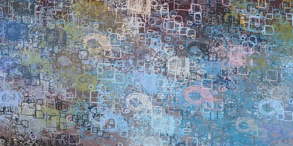 Soyut arka plan sanatı. 2D çizim. Etkileyici yağlı boya resim. Tuvalde fırça darbeleri. Modern sanat. Çok renkli arkaplan. Çağdaş sanat. İfade. Sanatsal dijital palet.