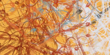 Soyut arka plan sanatı. 2D çizim. Etkileyici yağlı boya resim. Tuvalde fırça darbeleri. Modern sanat. Çok renkli arkaplan. Çağdaş sanat. İfade. Sanatsal dijital palet.