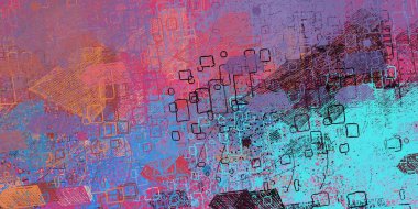 Soyut arka plan sanatı. 2D çizim. Etkileyici yağlı boya resim. Tuvalde fırça darbeleri. Modern sanat. Çok renkli arkaplan. Çağdaş sanat. İfade. Sanatsal dijital palet.