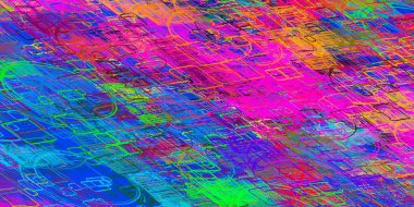 Soyut arka plan sanatı. 2D çizim. Etkileyici yağlı boya resim. Tuvalde fırça darbeleri. Modern sanat. Çok renkli arkaplan. Çağdaş sanat. İfade. Sanatsal dijital palet.