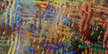 Soyut arka plan sanatı. 2D çizim. Etkileyici yağlı boya resim. Tuvalde fırça darbeleri. Modern sanat. Çok renkli arkaplan. Çağdaş sanat. İfade. Sanatsal dijital palet.