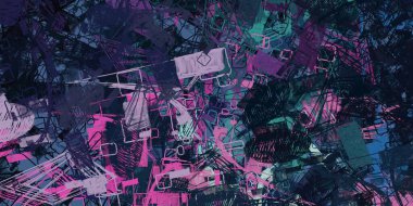 Soyut arka plan sanatı. 2D çizim. Etkileyici yağlı boya resim. Tuvalde fırça darbeleri. Modern sanat. Çok renkli arkaplan. Çağdaş sanat. İfade. Sanatsal dijital palet.