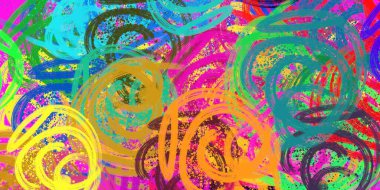 Soyut arka plan sanatı. 2D çizim. Etkileyici yağlı boya resim. Tuvalde fırça darbeleri. Modern sanat. Çok renkli arkaplan. Çağdaş sanat. İfade. Sanatsal dijital palet.