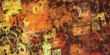 Soyut arka plan sanatı. 2D çizim. Etkileyici yağlı boya resim. Tuvalde fırça darbeleri. Modern sanat. Çok renkli arkaplan. Çağdaş sanat. İfade. Sanatsal dijital palet.