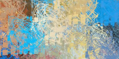 Soyut arka plan sanatı. 2D çizim. Etkileyici yağlı boya resim. Tuvalde fırça darbeleri. Modern sanat. Çok renkli arkaplan. Çağdaş sanat. İfade. Sanatsal dijital palet.