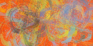 Soyut arka plan sanatı. 2D çizim. Etkileyici yağlı boya resim. Tuvalde fırça darbeleri. Modern sanat. Çok renkli arkaplan. Çağdaş sanat. İfade. Sanatsal dijital palet.