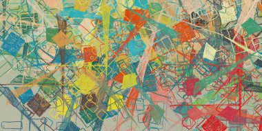 Soyut arka plan sanatı. 2D çizim. Etkileyici yağlı boya resim. Tuvalde fırça darbeleri. Modern sanat. Çok renkli arkaplan. Çağdaş sanat. İfade. Sanatsal dijital palet.