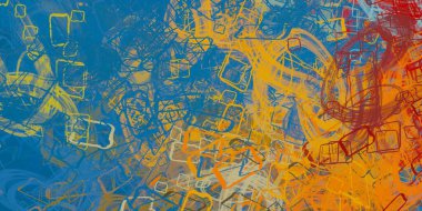 Soyut arka plan sanatı. 2D çizim. Etkileyici yağlı boya resim. Tuvalde fırça darbeleri. Modern sanat. Çok renkli arkaplan. Çağdaş sanat. İfade. Sanatsal dijital palet.