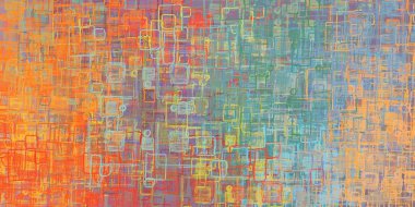 Soyut arka plan sanatı. 2D çizim. Etkileyici yağlı boya resim. Tuvalde fırça darbeleri. Modern sanat. Çok renkli arkaplan. Çağdaş sanat. İfade. Sanatsal dijital palet.