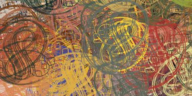 Soyut arka plan sanatı. 2D çizim. Etkileyici yağlı boya resim. Tuvalde fırça darbeleri. Modern sanat. Çok renkli arkaplan. Çağdaş sanat. İfade. Sanatsal dijital palet.