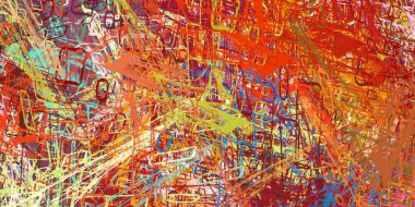 Soyut arka plan sanatı. 2D çizim. Etkileyici yağlı boya resim. Tuvalde fırça darbeleri. Modern sanat. Çok renkli arkaplan. Çağdaş sanat. İfade. Sanatsal dijital palet.