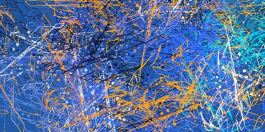 Soyut arka plan sanatı. 2D çizim. Etkileyici yağlı boya resim. Tuvalde fırça darbeleri. Modern sanat. Çok renkli arkaplan. Çağdaş sanat. İfade. Sanatsal dijital palet.