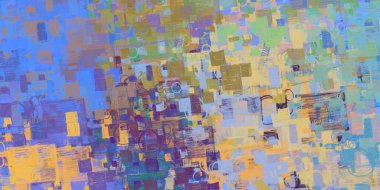 Soyut arka plan sanatı. 2D çizim. Etkileyici yağlı boya resim. Tuvalde fırça darbeleri. Modern sanat. Çok renkli arkaplan. Çağdaş sanat. İfade. Sanatsal dijital palet.