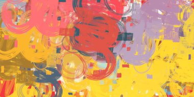 Soyut arka plan sanatı. 2D çizim. Etkileyici yağlı boya resim. Tuvalde fırça darbeleri. Modern sanat. Çok renkli arkaplan. Çağdaş sanat. İfade. Sanatsal dijital palet.