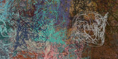 Soyut arka plan sanatı. 2D çizim. Etkileyici yağlı boya resim. Tuvalde fırça darbeleri. Modern sanat. Çok renkli arkaplan. Çağdaş sanat. İfade. Sanatsal dijital palet.