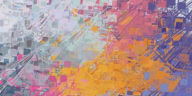 Soyut arka plan sanatı. 2D çizim. Etkileyici yağlı boya resim. Tuvalde fırça darbeleri. Modern sanat. Çok renkli arkaplan. Çağdaş sanat. İfade. Sanatsal dijital palet.