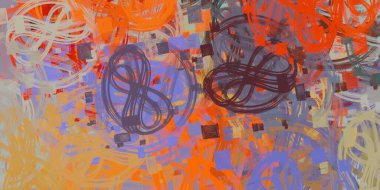 Soyut arka plan sanatı. 2D çizim. Etkileyici yağlı boya resim. Tuvalde fırça darbeleri. Modern sanat. Çok renkli arkaplan. Çağdaş sanat. İfade. Sanatsal dijital palet.