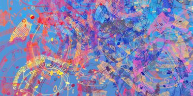 Soyut arka plan sanatı. 2D çizim. Etkileyici yağlı boya resim. Tuvalde fırça darbeleri. Modern sanat. Çok renkli arkaplan. Çağdaş sanat. İfade. Sanatsal dijital palet.