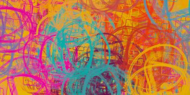 Soyut arka plan sanatı. 2D çizim. Etkileyici yağlı boya resim. Tuvalde fırça darbeleri. Modern sanat. Çok renkli arkaplan. Çağdaş sanat. İfade. Sanatsal dijital palet.