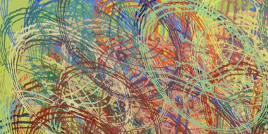 Soyut arka plan sanatı. 2D çizim. Etkileyici yağlı boya resim. Tuvalde fırça darbeleri. Modern sanat. Çok renkli arkaplan. Çağdaş sanat. İfade. Sanatsal dijital palet.