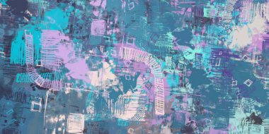 Soyut arka plan sanatı. 2D çizim. Etkileyici yağlı boya resim. Tuvalde fırça darbeleri. Modern sanat. Çok renkli arkaplan. Çağdaş sanat. İfade. Sanatsal dijital palet.