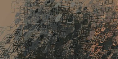 Soyut arka plan sanatı. 2D çizim. Etkileyici yağlı boya resim. Tuvalde fırça darbeleri. Modern sanat. Çok renkli arkaplan. Çağdaş sanat. İfade. Sanatsal dijital palet.
