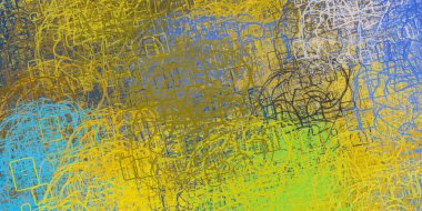 Soyut arka plan sanatı. 2D çizim. Etkileyici yağlı boya resim. Tuvalde fırça darbeleri. Modern sanat. Çok renkli arkaplan. Çağdaş sanat. İfade. Sanatsal dijital palet.