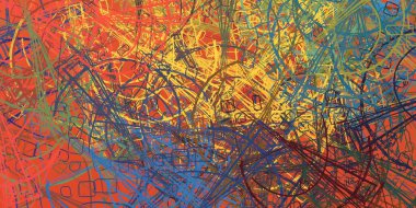 Soyut arka plan sanatı. 2D çizim. Etkileyici yağlı boya resim. Tuvalde fırça darbeleri. Modern sanat. Çok renkli arkaplan. Çağdaş sanat. İfade. Sanatsal dijital palet.