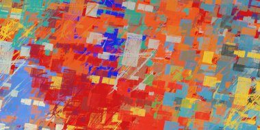 Soyut arka plan sanatı. 2D çizim. Etkileyici yağlı boya resim. Tuvalde fırça darbeleri. Modern sanat. Çok renkli arkaplan. Çağdaş sanat. İfade. Sanatsal dijital palet.