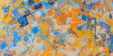 Soyut arka plan sanatı. 2D çizim. Etkileyici yağlı boya resim. Tuvalde fırça darbeleri. Modern sanat. Çok renkli arkaplan. Çağdaş sanat. İfade. Sanatsal dijital palet.