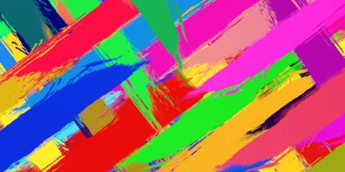Soyut arka plan sanatı. 2D çizim. Etkileyici yağlı boya resim. Tuvalde fırça darbeleri. Modern sanat. Çok renkli arkaplan. Çağdaş sanat. İfade. Sanatsal dijital palet.