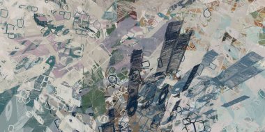 Soyut arka plan sanatı. 2D çizim. Etkileyici yağlı boya resim. Tuvalde fırça darbeleri. Modern sanat. Çok renkli arkaplan. Çağdaş sanat. İfade. Sanatsal dijital palet.