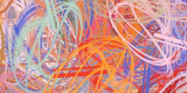 Soyut arka plan sanatı. 2D çizim. Etkileyici yağlı boya resim. Tuvalde fırça darbeleri. Modern sanat. Çok renkli arkaplan. Çağdaş sanat. İfade. Sanatsal dijital palet.