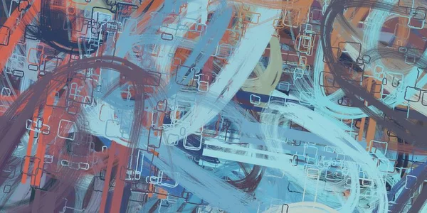 Soyut arka plan sanatı. 2D çizim. Etkileyici yağlı boya resim. Tuvalde fırça darbeleri. Modern sanat. Çok renkli arkaplan. Çağdaş sanat. İfade. Sanatsal dijital palet.