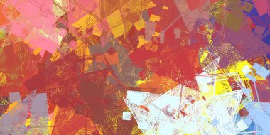 Soyut arka plan sanatı. 2D çizim. Etkileyici yağlı boya resim. Tuvalde fırça darbeleri. Modern sanat. Çok renkli arkaplan. Çağdaş sanat. İfade. Sanatsal dijital palet.