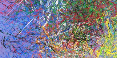 Soyut arka plan sanatı. 2D çizim. Etkileyici yağlı boya resim. Tuvalde fırça darbeleri. Modern sanat. Çok renkli arkaplan. Çağdaş sanat. İfade. Sanatsal dijital palet.