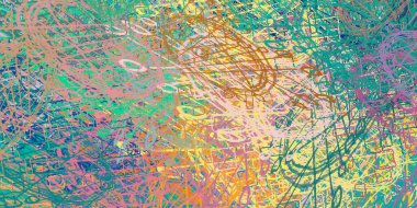 Soyut arka plan sanatı. 2D çizim. Etkileyici yağlı boya resim. Tuvalde fırça darbeleri. Modern sanat. Çok renkli arkaplan. Çağdaş sanat. İfade. Sanatsal dijital palet.